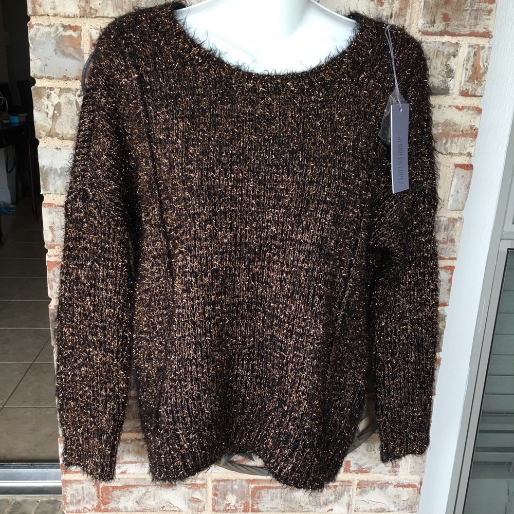 Top blouse Jenifer Lopez S black with gold l/sleev